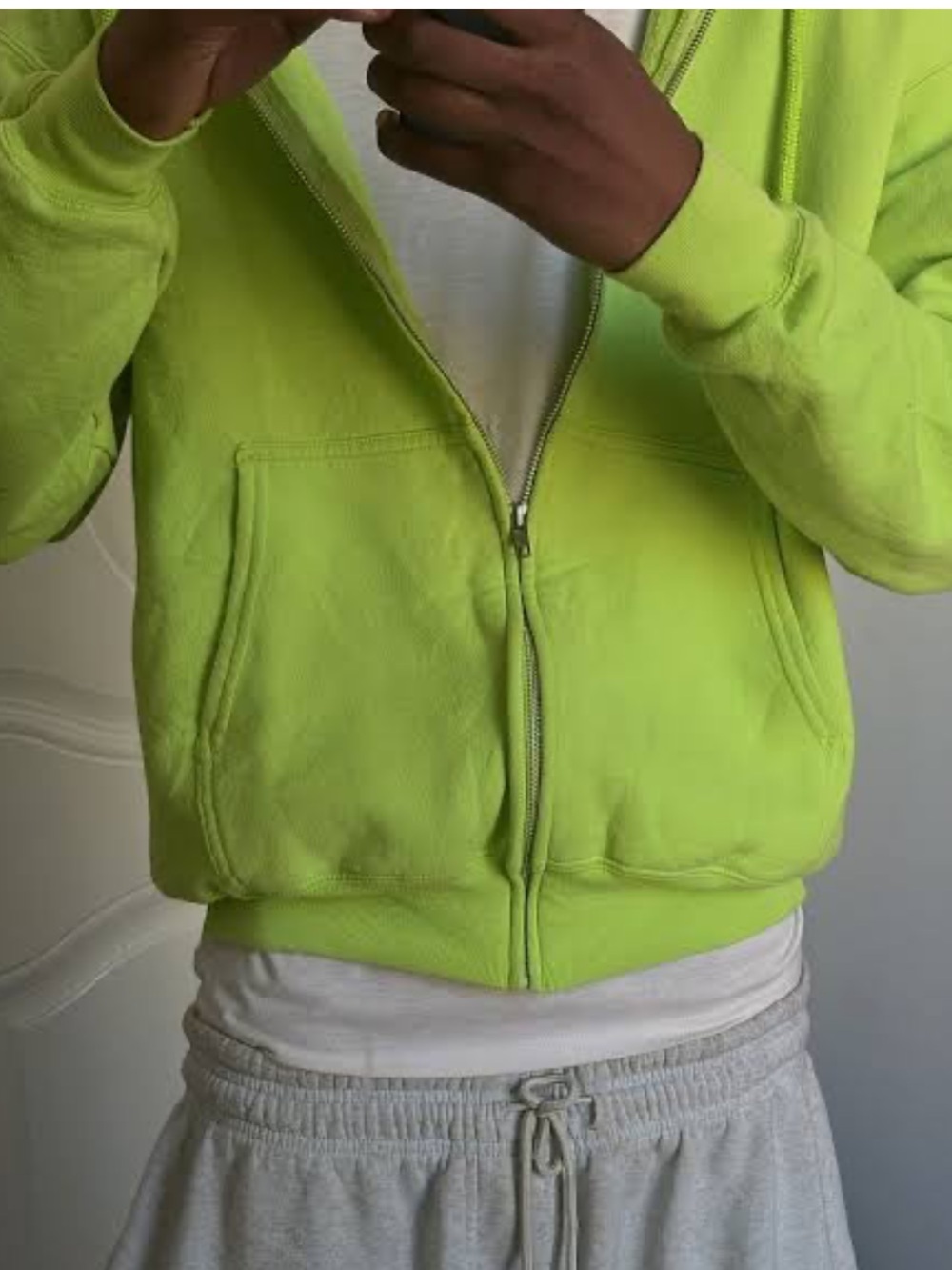 Skims cotton fleece cottton zip up hoodie in key lime